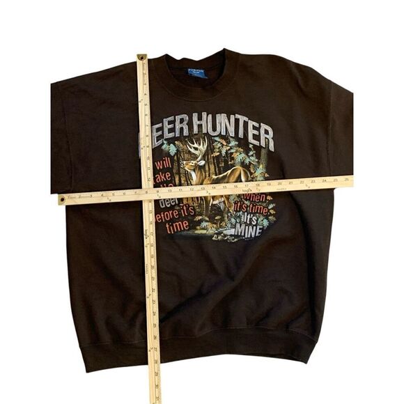 RARE VINTAGE MEN PURITAN Deer Hunter Graphic Sweatshirt  Men's L (42-44) Brown - Picture 7 of 7